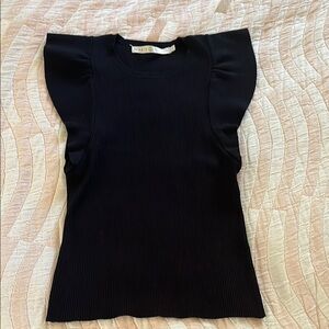 Marie Oliver Black Ruffled Sleeve Top